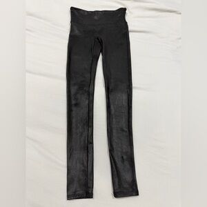 SPANX Shape Black Faux Leather High Waist Leggings Size S Small